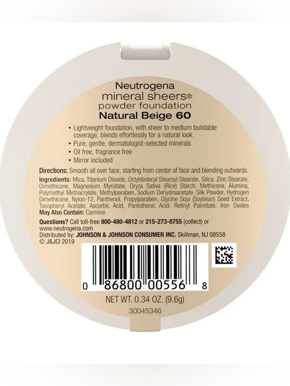 NEUTROGENA Mineral Sheers Powder Foundation - Natural Beige 60, NEW - Picture 6 of 6